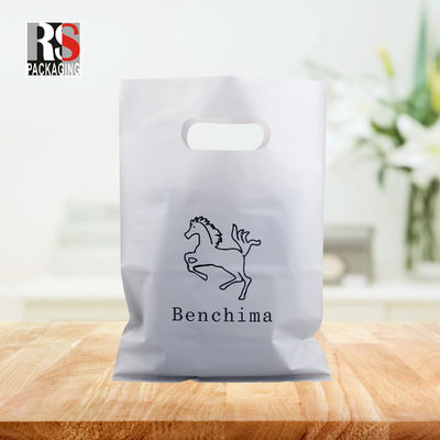 Persoonlijk afgedrukt LDPE HDPE Die Cut Handle Carry Poly Grocery Supermarket Merchandise Gift Plastic Packaging Shopping Bag Met LOGO